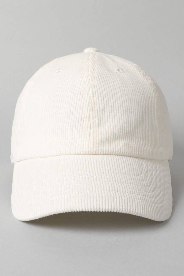 Corduroy Adjustable Cotton Baseball Cap Dad Hat: One Size / OFF WHITE